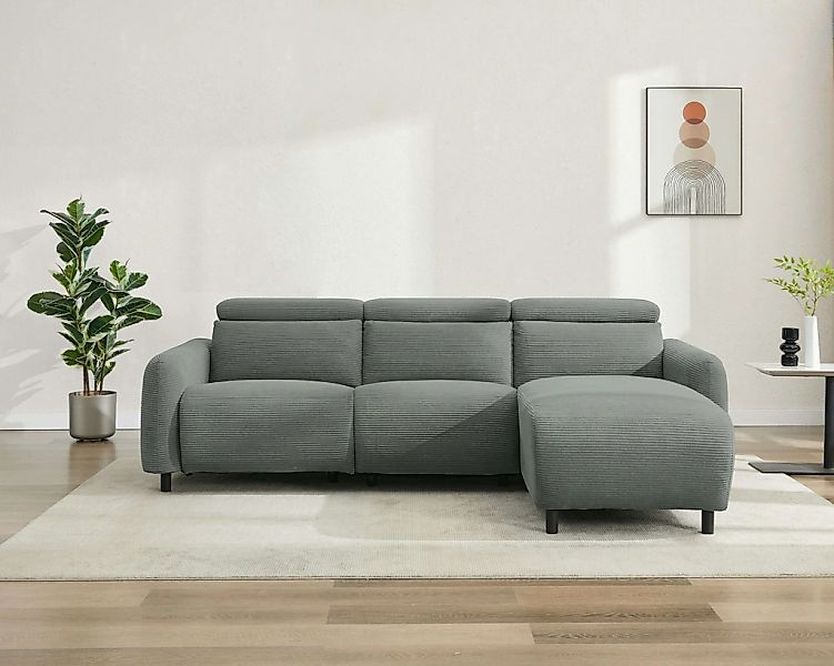 Home affaire Ecksofa "SKAANE in Cord, L-Form, 274 cm, manuelle u. elektrisc günstig online kaufen
