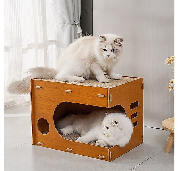 GarveeMore Katzenliege Hölzern Kratzbett für KatzenAbnehmbar Gewelltes Bret günstig online kaufen