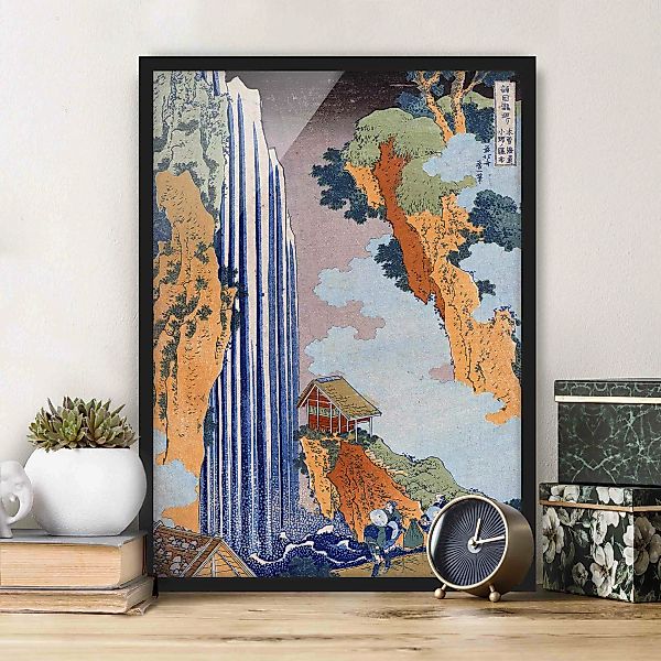 Bild mit Rahmen Kunstdruck - Hochformat Katsushika Hokusai - Ono Wasserfall günstig online kaufen