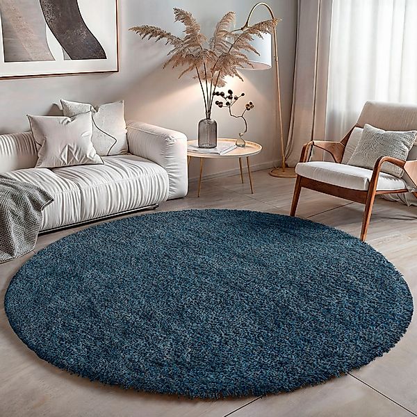 OTTO home Hochflor-Teppich "Banji" rund 37 mm Höhe Uni Farben, weich und fl günstig online kaufen