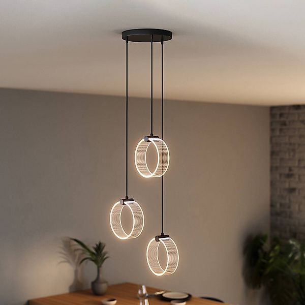 OSRAM LED-Hängelampe Decor Circle, 3-fl. rund, CCT, schwarz günstig online kaufen
