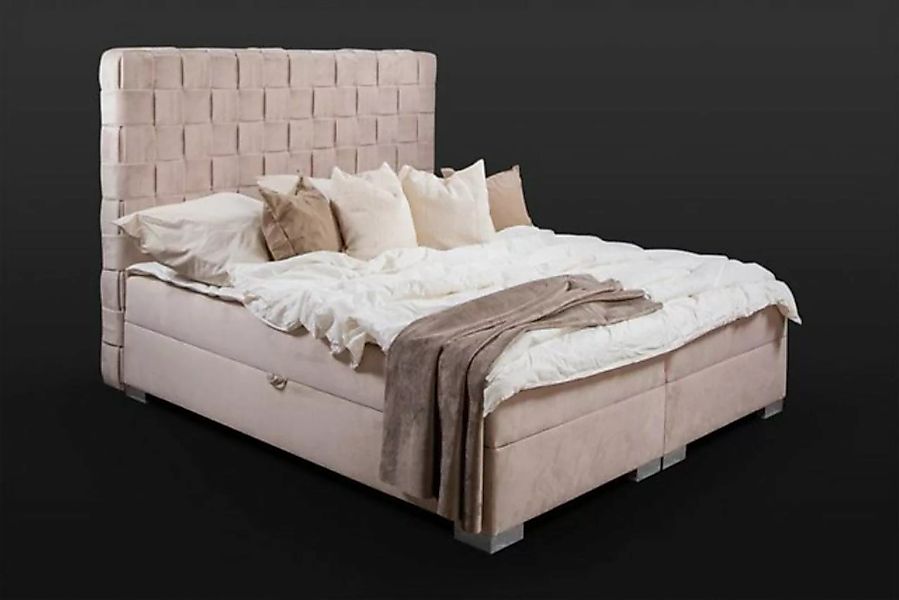 JVmoebel Bett Beige Schlafzimmer Betten Polster Bett Chesterfield Textil St günstig online kaufen