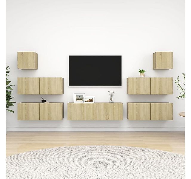 vidaXL TV-Schrank 7-tlg TV-Schrank-Set Sonoma Eiche Spanplatte TV-Konsole f günstig online kaufen