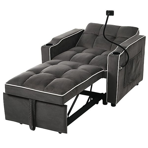 Merax Schlafsofa mit 3-in-1 Bettfunktion, Loungesessel mit Getränke- & Hand günstig online kaufen