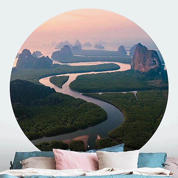 Runde Fototapete Flusslandschaft in Thailand günstig online kaufen