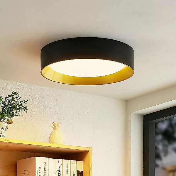 Lindby LED-Deckenleuchte Kambia, 45 cm, schwarz/gold, Metall günstig online kaufen