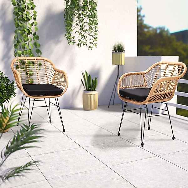 Polyrattan Korbsessel Bali 2er-Set Natur günstig online kaufen