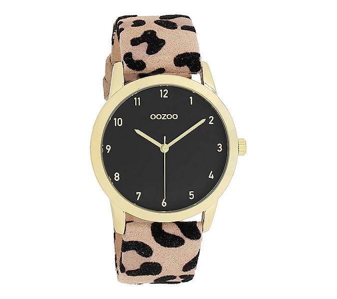 OOZOO Quarzuhr Damenuhr C11373 IP-Gold Schwarz Lederband Taupe 38 mm, Elega günstig online kaufen