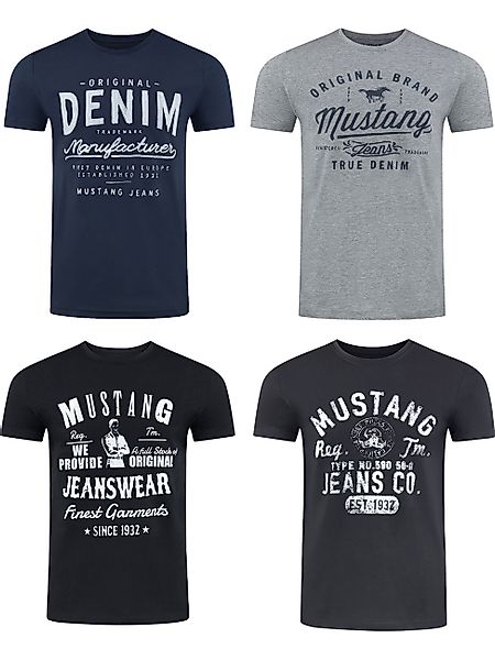 MUSTANG Tshirt Herren Baumwolle Regular Fit 4er Pack günstig online kaufen