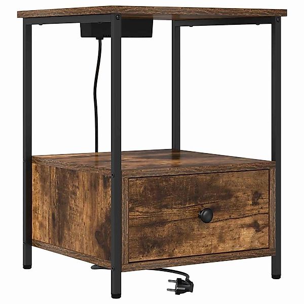 vidaXL Nachttisch mit Ladestation Räuchereiche Holzwerkstoff 859434 günstig online kaufen