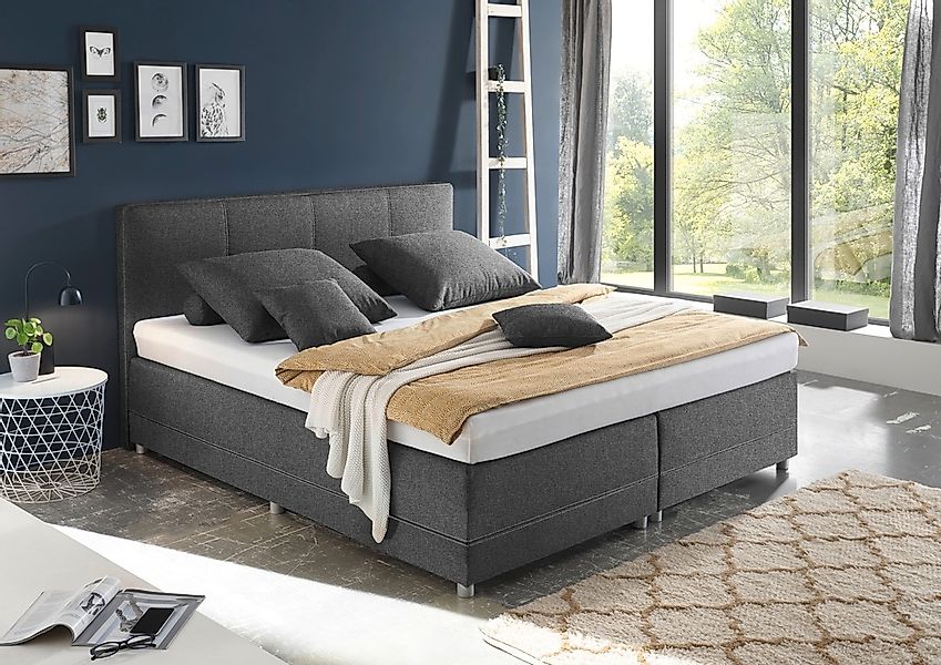 ED EXCITING DESIGN Boxspringbett "Luanda", wahlweise mit Matratze und Toppe günstig online kaufen