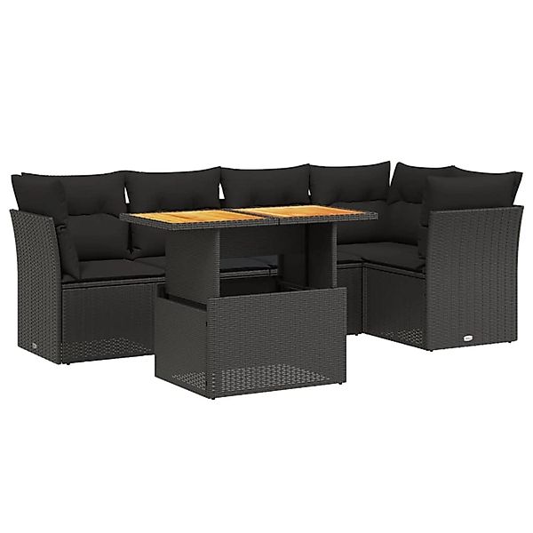 vidaXL 5-Tlg Garten-Sofagarnitur mit Kissen Schwarz Poly Rattan 3270817 günstig online kaufen