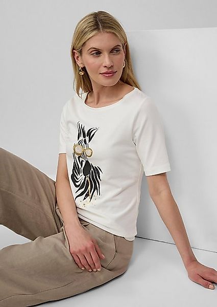 s.Oliver BLACK LABEL Kurzarmshirt Jersey-T-Shirt mit Zebra-Artwork günstig online kaufen