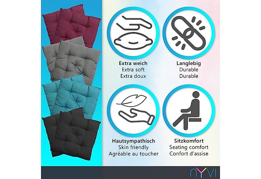 NYVI Stuhlkissen Sitzkissen Genua 4er Set - Dekokissen Sitzauflage für Indo günstig online kaufen