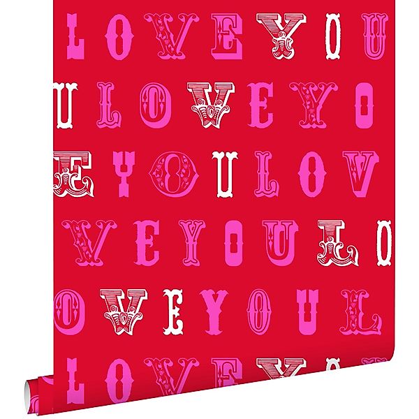 ESTAhome Tapete Love You - Sprüche Rot und Rosa 53 cm x 10,05 m 136834 günstig online kaufen