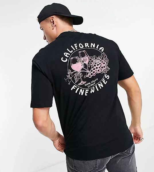 Only & Sons – Oversize-T-Shirt in Schwarz mit „California Wine“-Print hinte günstig online kaufen