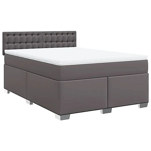 vidaXL Boxspringbett mit Matratze Grau 160x200 cm Kunstleder 3286130 günstig online kaufen