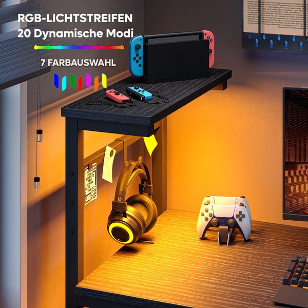 Bestier Gamingtisch Gaming Schreibtisch mit Regalen günstig online kaufen