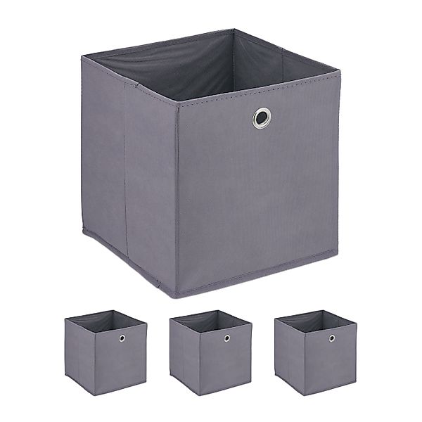 relaxdays Aufbewahrungsbox Graue Aufbewahrungsbox im 4er günstig online kaufen