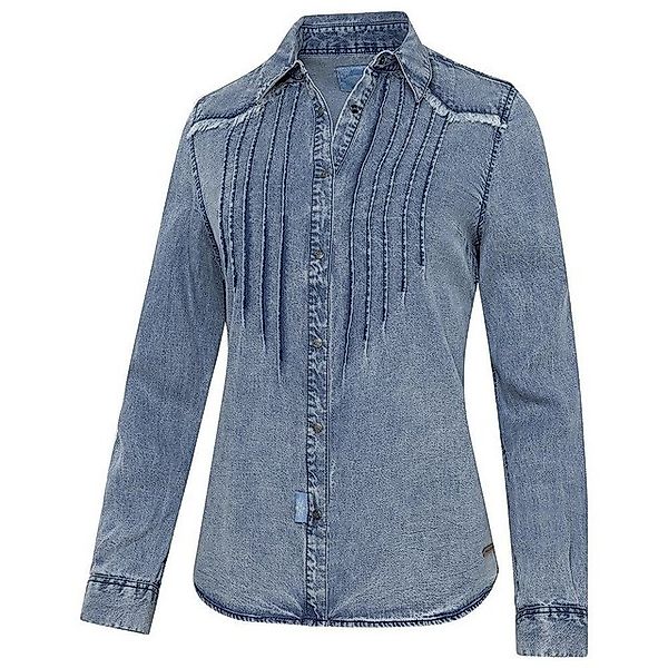 Stars & Stripes Langarmbluse Westernbluse Jeansbluse Blue günstig online kaufen