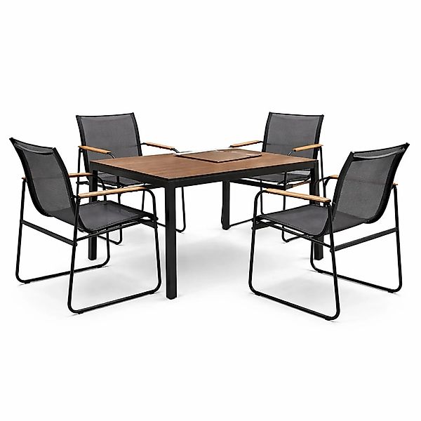 Mojawo 5tlg Outdoormöbel Set Gartenmöbel Gartengarnitur Holzoptik Gartentis günstig online kaufen