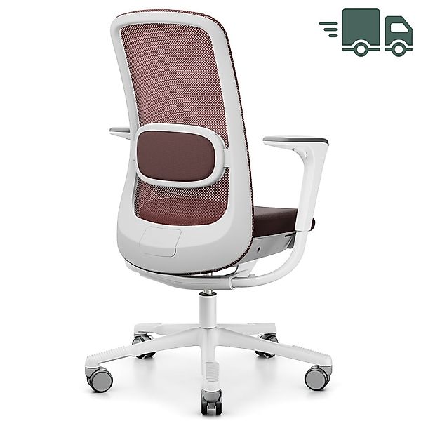 HAG SoFi Mesh 7500 | Slideback Armlehnen | Burgunder | Gestell weiß günstig online kaufen