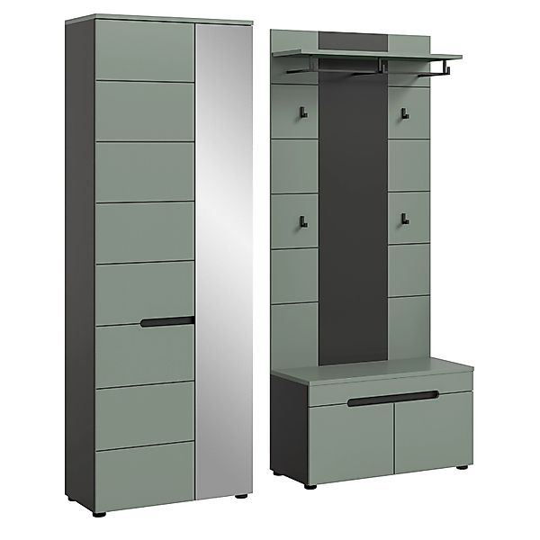 Inn.Furn Garderoben-Set 3-teilig in Salbei und Grau 160 cm Cooper günstig online kaufen