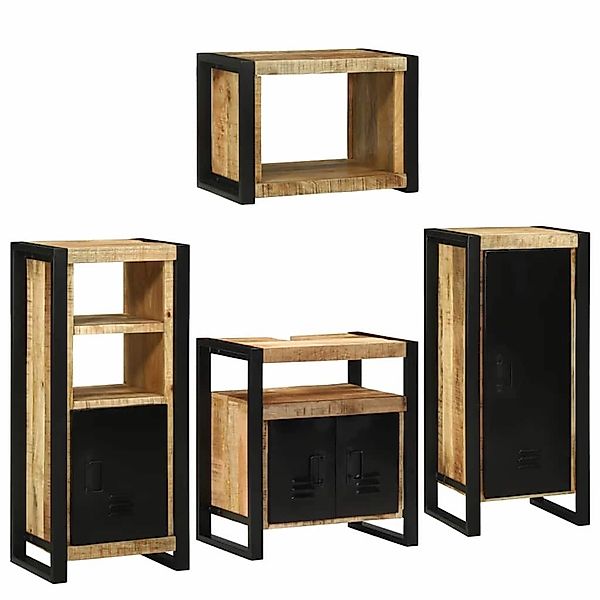 vidaXL Badezimmermöbel Set Wandmontiert 4-Tlg Braun Massivholz Mango 330568 günstig online kaufen