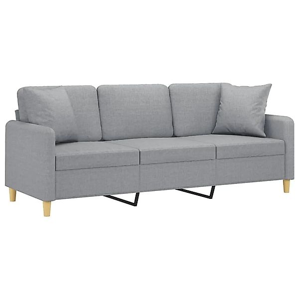 vidaXL 3-Sitzer-Sofa mit Zierkissen Hellgrau 180 cm Stoff 3200917 günstig online kaufen