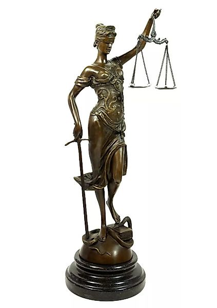 Bronze Skulptur Figur Justitia Göttin der Gerechtigkeit Marmorsockel 41cm günstig online kaufen
