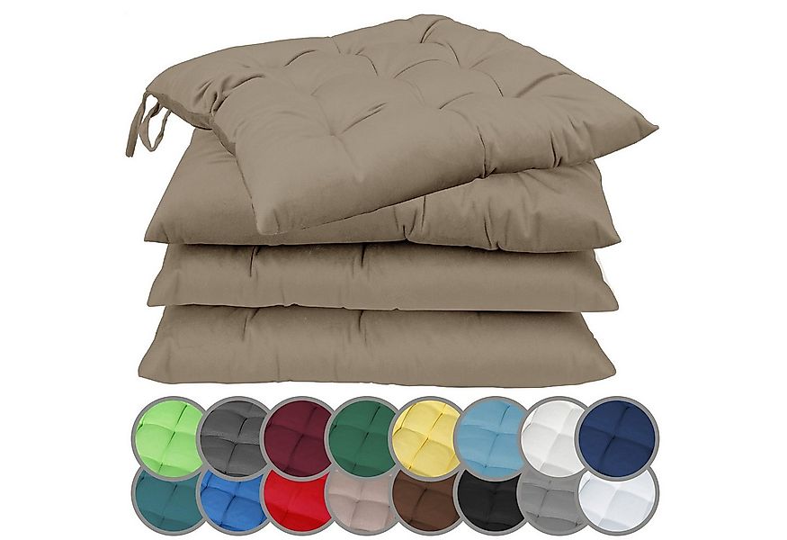 NatureMark Sitzkissen 4er-Set Stuhlkissen 40x40cm mit Bändern, Sitzpolster günstig online kaufen