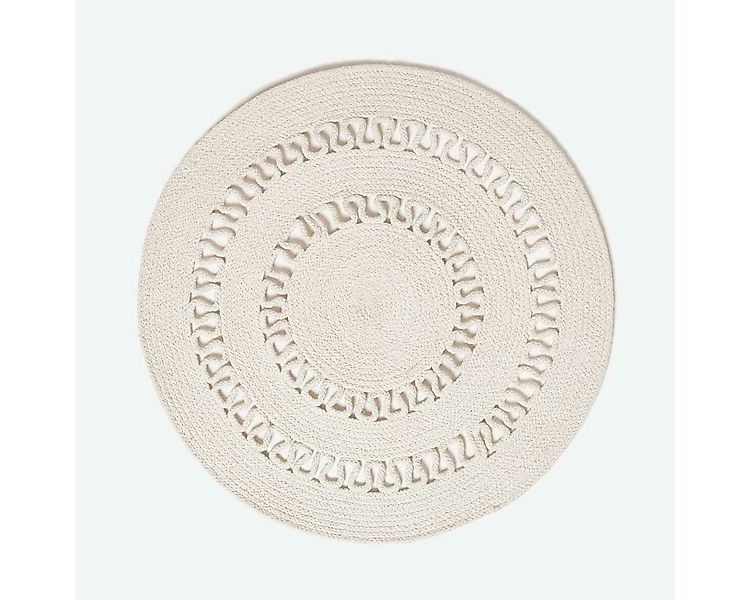 Homescapes Teppich Geflochtener runder Teppich, mit Häkel-Muster, 70 cm, Hö günstig online kaufen