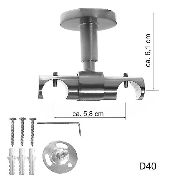 BASIT Gardinenstange Innenlauf Edelstahloptik 20mm mit Deckenträgern 120 cm günstig online kaufen