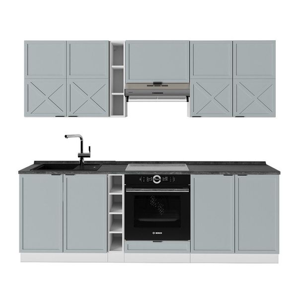 Vicco Küchenzeile Fame-Line, Hellblau-grau/Weiß/Weiß, 235 cm, günstig online kaufen