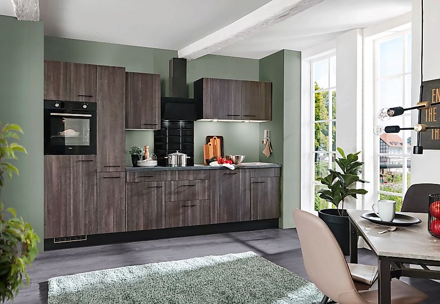 wiho Küchen Küche "Nisos", Soft-Close, 310 cm, Backofen matt schwarz, Teles günstig online kaufen