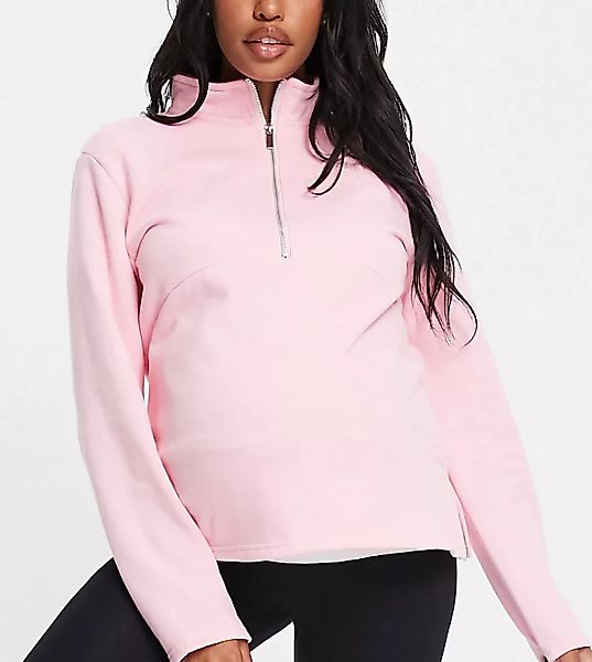 Cotton:On – Umstandsmode – Fleece-Pullover in Rosa mit kurzem Reißverschlus günstig online kaufen