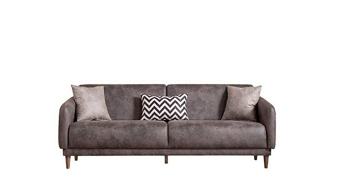 JVmoebel Sofa Grau Textil Dreisitzer Sofa Couch Wohnzimmer Polstermöbel Mod günstig online kaufen