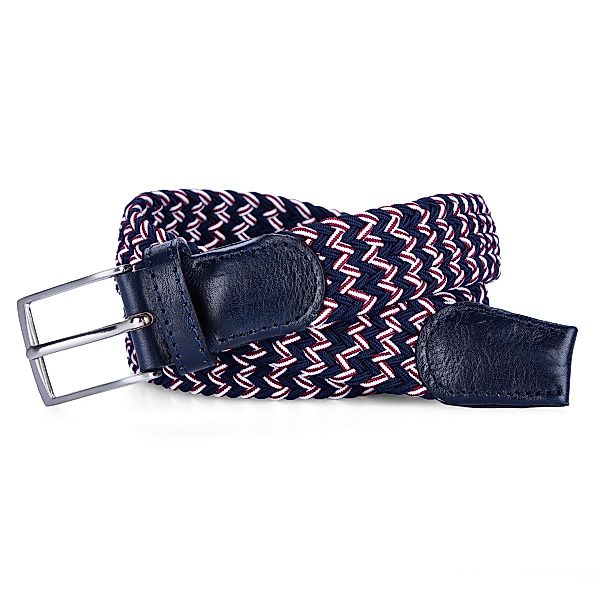Lindenmann Stretch-Gürtel mit Flechtmuster, Überlänge Farbe blau/weiß Größe günstig online kaufen