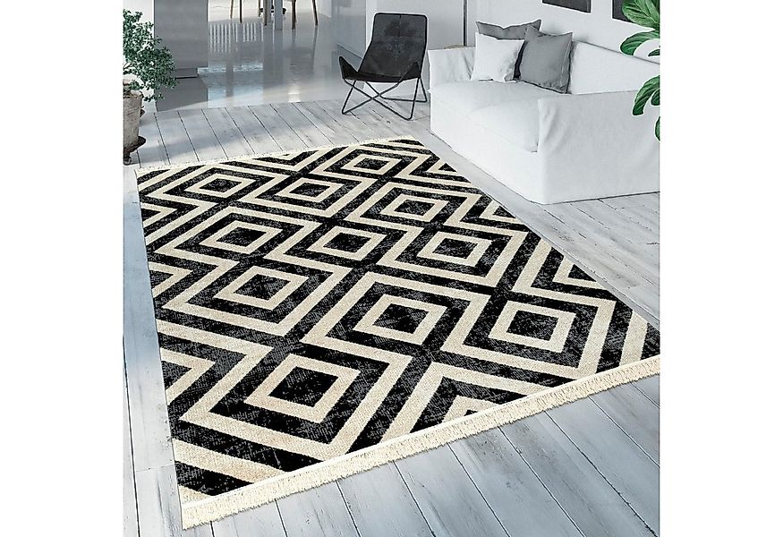Paco Home Teppich Poco 821, rechteckig, Höhe: 6 mm, Kurzflor, Rauten Design günstig online kaufen
