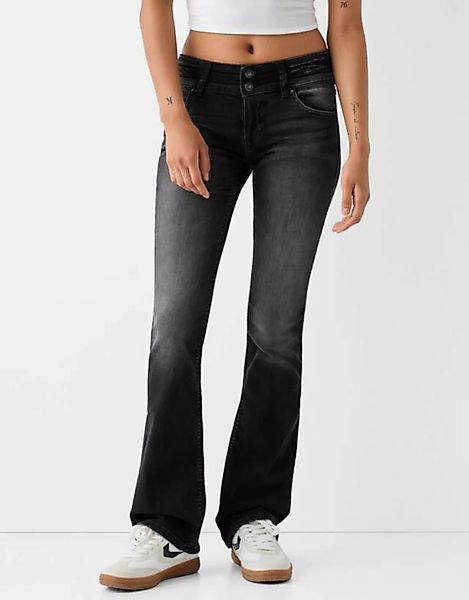 Bershka Low Waist Bootcut-Jeans Bskteen 10-12 Schwarz günstig online kaufen