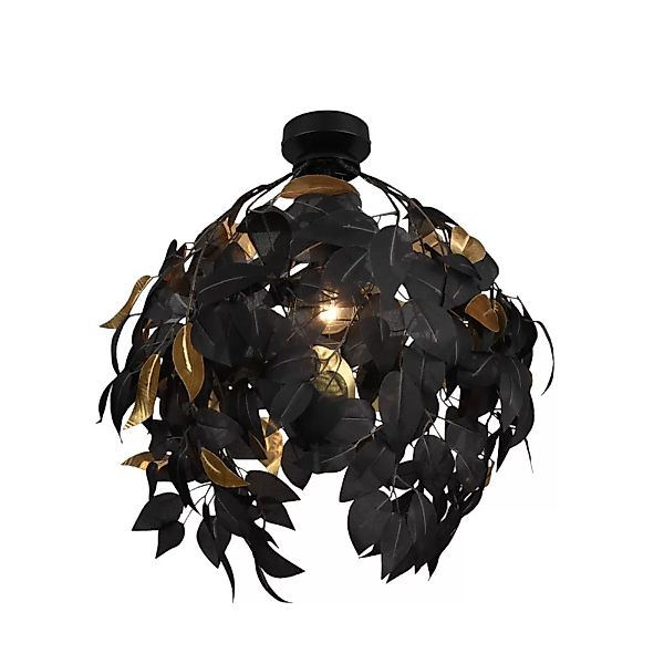 Deckenlampe Leavy, Ø 38 cm, schwarz/gold, Kunststoff günstig online kaufen