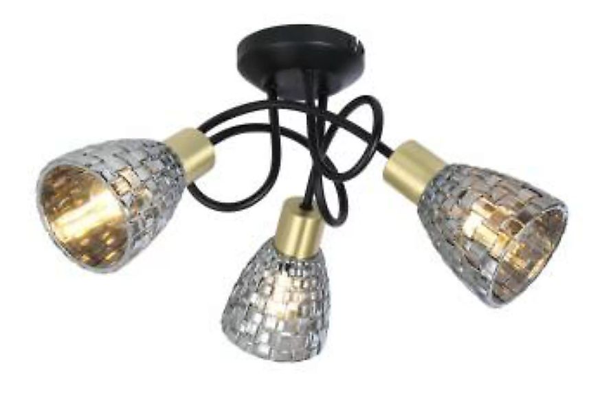 Deckenlampe Metall Glas E14 elegant Gold Schwarz günstig online kaufen