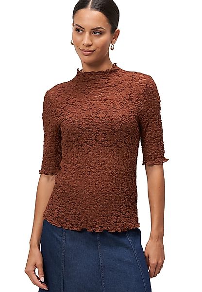 Zero Kurzarmshirt Damen Spitzenshirt mit Stehkragen günstig online kaufen