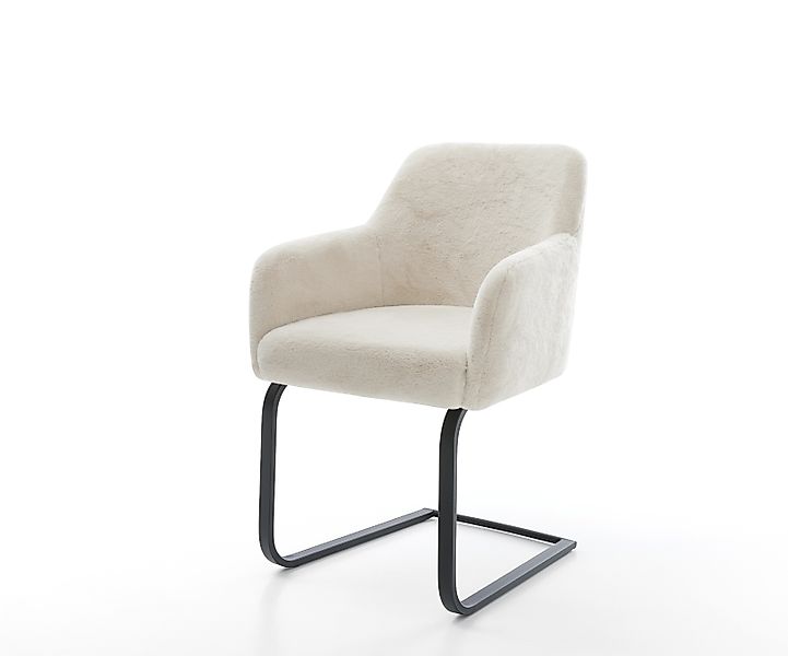 Freischwinger Greg-Flex Plüsch Creme-Weiß Freischwinger flach Schwarz Tasch günstig online kaufen