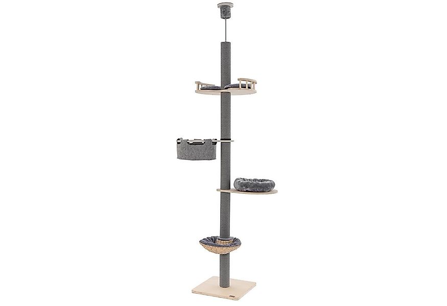 COSTWAY Kratzbaum, 5-stöckig, mit Hängematte & Korb & Bett, 236-271cm günstig online kaufen