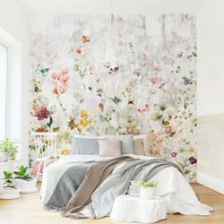 Bilderdepot24 Fototapete Aquarell Blüten weißer Shabby günstig online kaufen