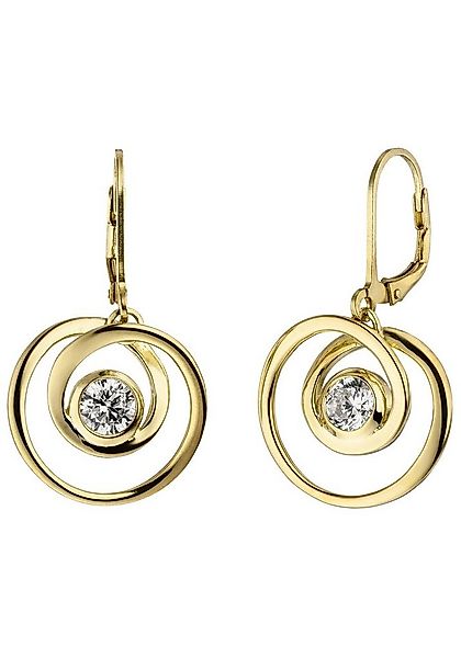 JOBO Paar Ohrhänger, 925 Silber vergoldet mit 2 Zirkonia günstig online kaufen