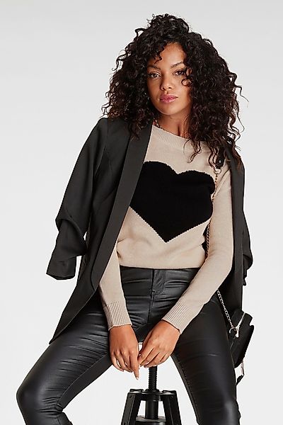 Laura Scott Strickpullover mit Herz-Strickmuster günstig online kaufen
