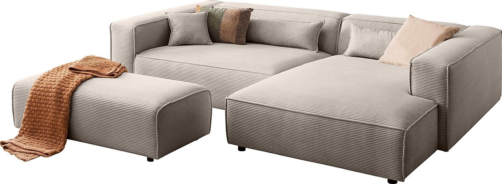 LeGer Home by Lena Gercke Ecksofa PIARA XXL, L-Form, Schlaffunktion, Cord, günstig online kaufen