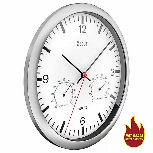 Mebus Wanduhr weiß D: ca. 25 cm günstig online kaufen